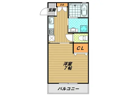 長尾ハイツ(1K/2階)の間取り写真