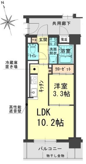 シュトラール医大東(1LDK/6階)の間取り写真