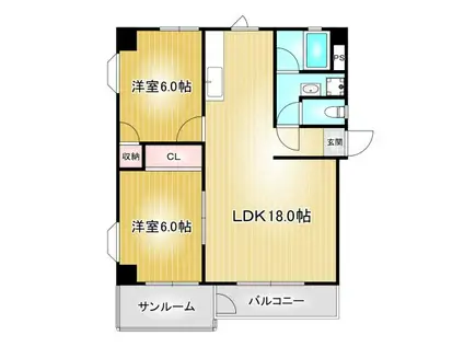 ツインクルガーデン(2LDK/4階)の間取り写真