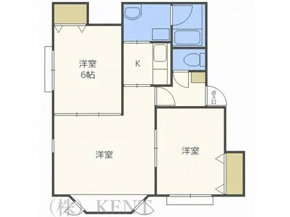 ウィング発寒(2LDK/2階)の間取り写真