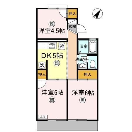 パレーシャル片山 1(3DK/1階)の間取り写真