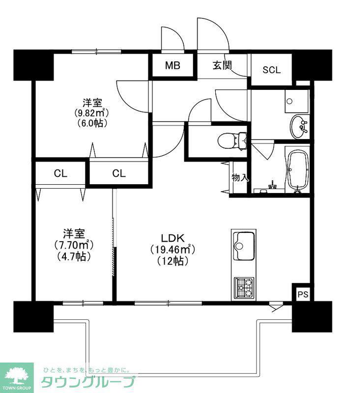 MODERN PALAZZO 博多デュオグランデイースト(2LDK/10階)の間取り写真