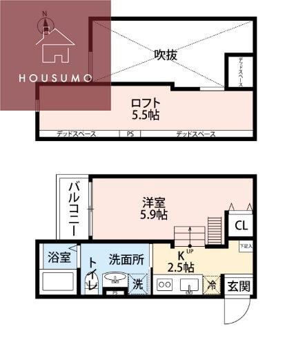 Y&Mアルタイル加納(1K/2階)の間取り写真