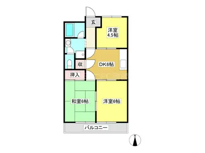 サンハイツフジ(3DK/1階)の間取り写真