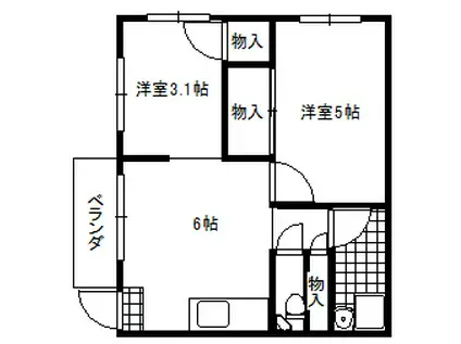 森本マンション(2DK/3階)の間取り写真