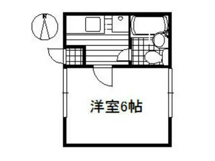 ジョイハウス 1号棟(ワンルーム/2階)の間取り写真