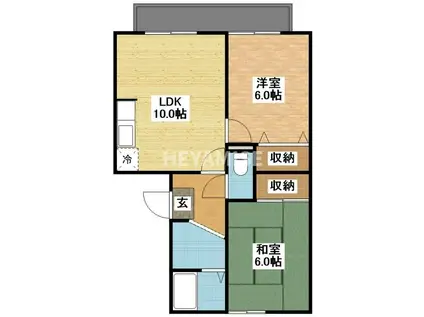 ホ-ムタウン若葉A(2LDK/3階)の間取り写真