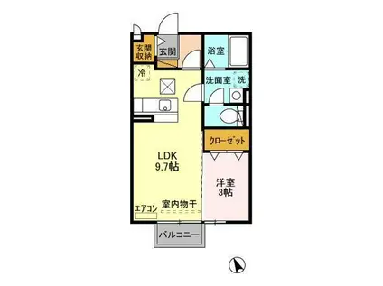 TINY COURT(1LDK/2階)の間取り写真