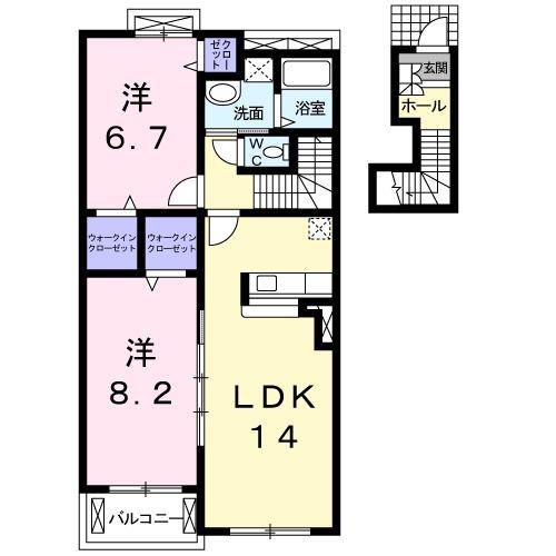 サンリット タウンB(2LDK/2階)の間取り写真