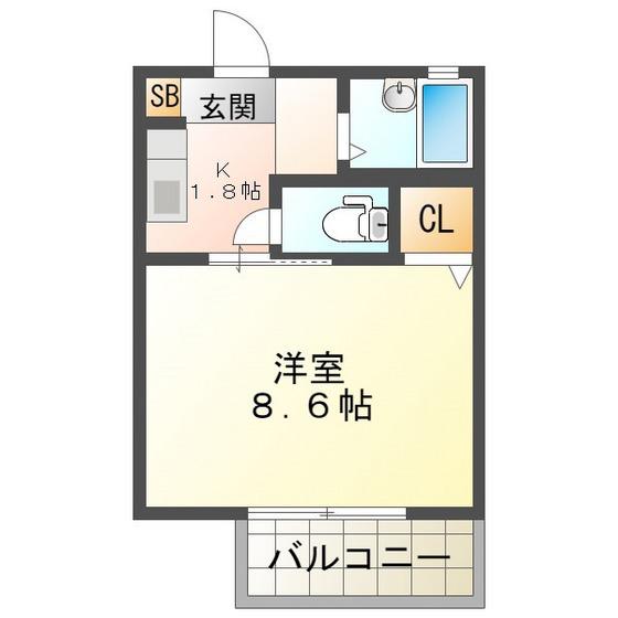 リヴェール鈴鹿C棟(1K/1階)の間取り写真