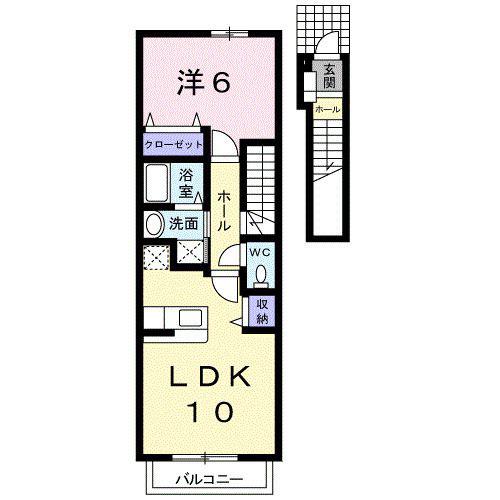 ユニゾン・K II(1LDK/2階)の間取り写真