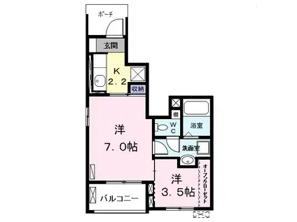 ボヌール II(1K/1階)の間取り写真