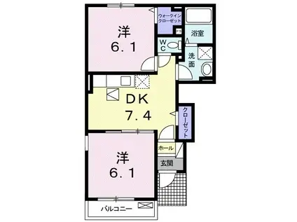 リバ-・クレストI(2DK/1階)の間取り写真