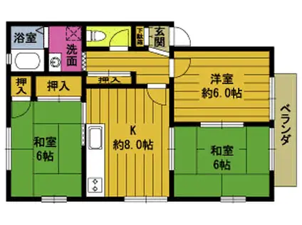 サントコスモ(3DK/2階)の間取り写真