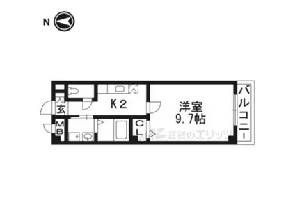 阪急京都線 高槻市駅 徒歩9分 3階建 築17年(1K/3階)の間取り写真
