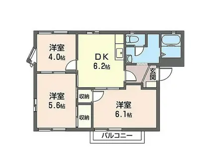 コーポIA 壱番館(3DK/1階)の間取り写真