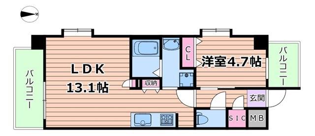 スプランディッド8(1LDK/5階)の間取り写真