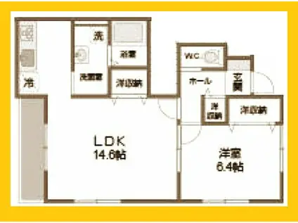 MMヴィラージュII(1LDK/1階)の間取り写真