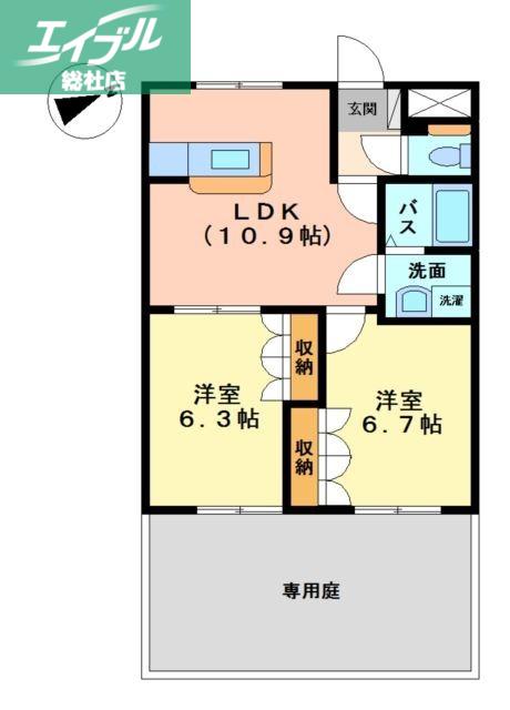 ブルトゥム(2LDK/1階)の間取り写真