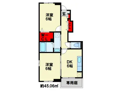 エスペランサA(2DK/1階)の間取り写真