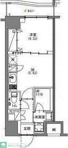 S-RESIDENCE新宿御苑(1DK/13階)の間取り写真