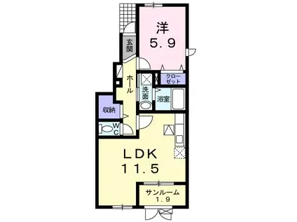トランキーロ 新海(1LDK/1階)の間取り写真