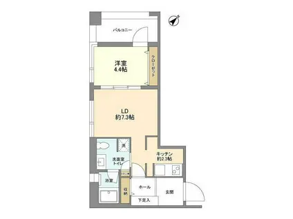 ミリアレジデンス南麻布(1LDK/2階)の間取り写真