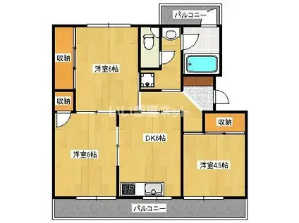 屋島パークハイツ(3DK/2階)の間取り写真