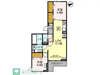 D-SERENO東田町II(2LDK/1階)の間取り写真