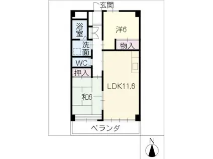 パークサイドマンション奥野(2LDK/3階)の間取り写真
