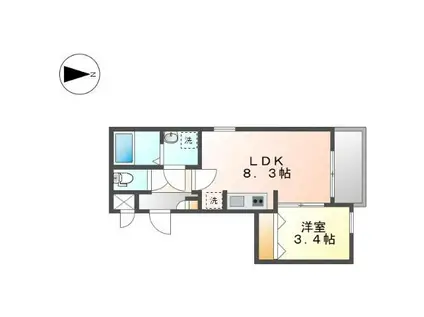 CHERIM 本陣十王町 ノース(1LDK/1階)の間取り写真