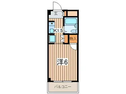 パークヒルズ三ツ境(1K/4階)の間取り写真