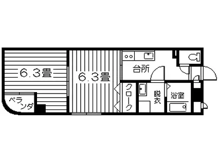 オーガスタ(2K/3階)の間取り写真