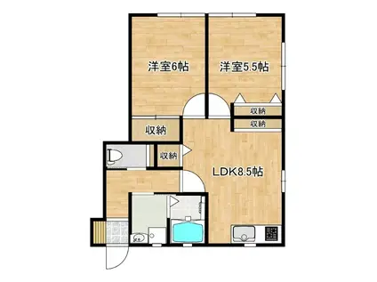 大和町アパート(2LDK/2階)の間取り写真