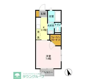 リバティオーク(1K/2階)の間取り写真