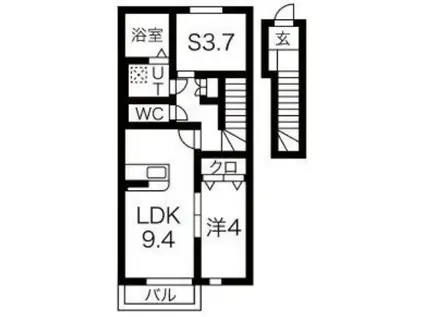 リジエール花巻(1SLDK/2階)の間取り写真