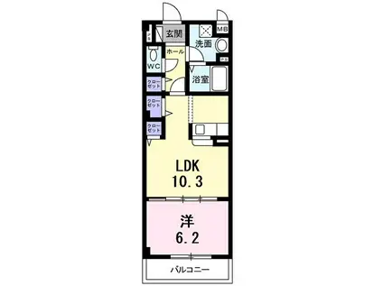 アエリア八条(1LDK/2階)の間取り写真