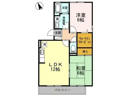 リベルテS.B棟(2LDK/3階)の間取り写真
