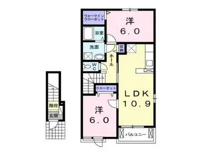 ヘリオス(2LDK/2階)の間取り写真