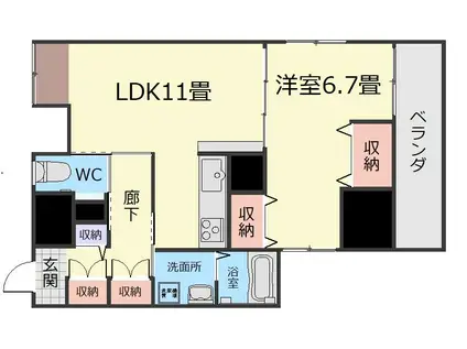 セントラルヒルズ(1LDK/5階)の間取り写真