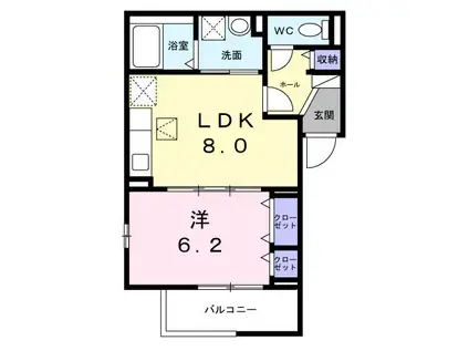 ティーダヒルズ(1LDK/1階)の間取り写真