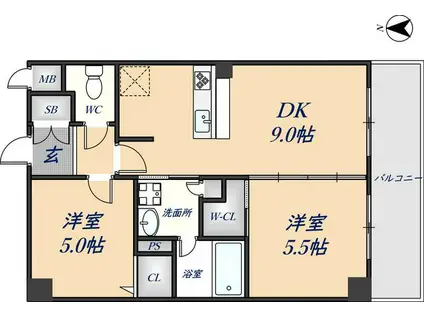 エステムコート難波Vブロード(1DK/6階)の間取り写真