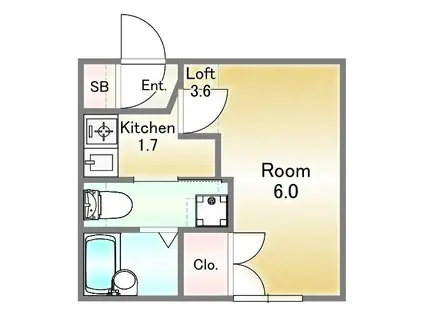ZEAL NAKANO(1K/2階)の間取り写真