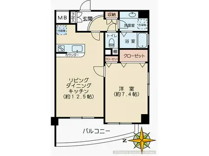 真砂コート(1LDK/3階)の間取り写真