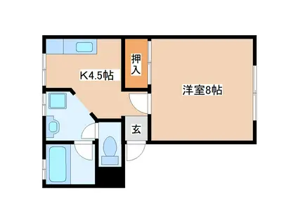 レジデンス黒木(1K/1階)の間取り写真