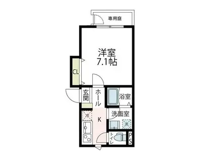 エスポワール(1K/1階)の間取り写真