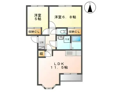 カーサ・ソフィアB(2LDK/1階)の間取り写真