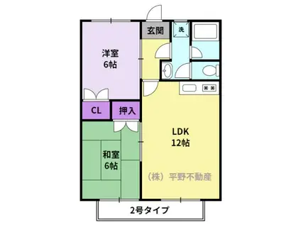 アートヒルズ(2LDK/2階)の間取り写真