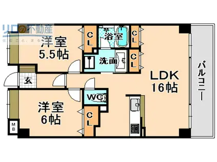 HIYODORI(2LDK/5階)の間取り写真