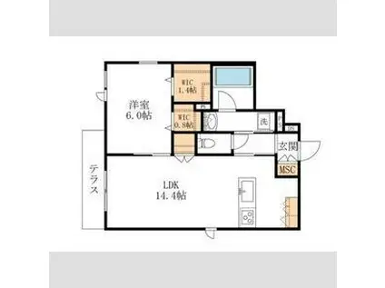 CORAIL BLANC(1LDK/1階)の間取り写真